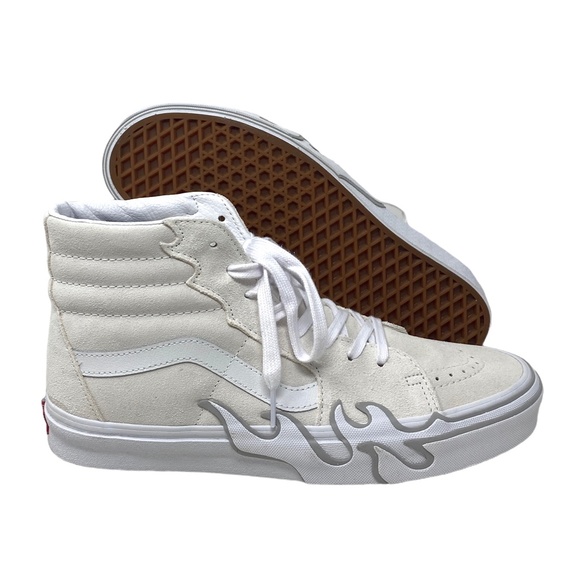 VANS Sk8-Hi Flame Suede Shoes White Gray Skate Sneakers Women's Size VN0005UJWWW - Picture 7 of 9
